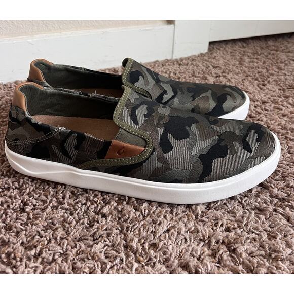 OluKai Lae’ahi Pa’i Men’s Slip-On Sneakers M11.5 Camo Canvas Comfort Shoes - Picture 5 of 13